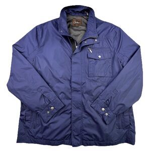 Cole Haan Rain Jacket Mens XL Navy Blue Water Resistant Snap Storm Flap Pockets